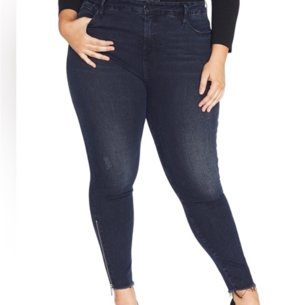 Rebel Wilson Rebel x Angels Jeans The Icon High Rise  Dark Wash Zip Ankles 24W